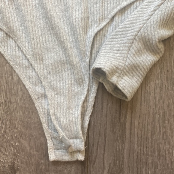 Free People OB878253 Pebble Gray Cozy Up With Me Bodysuit, S - Picture 6 of 8